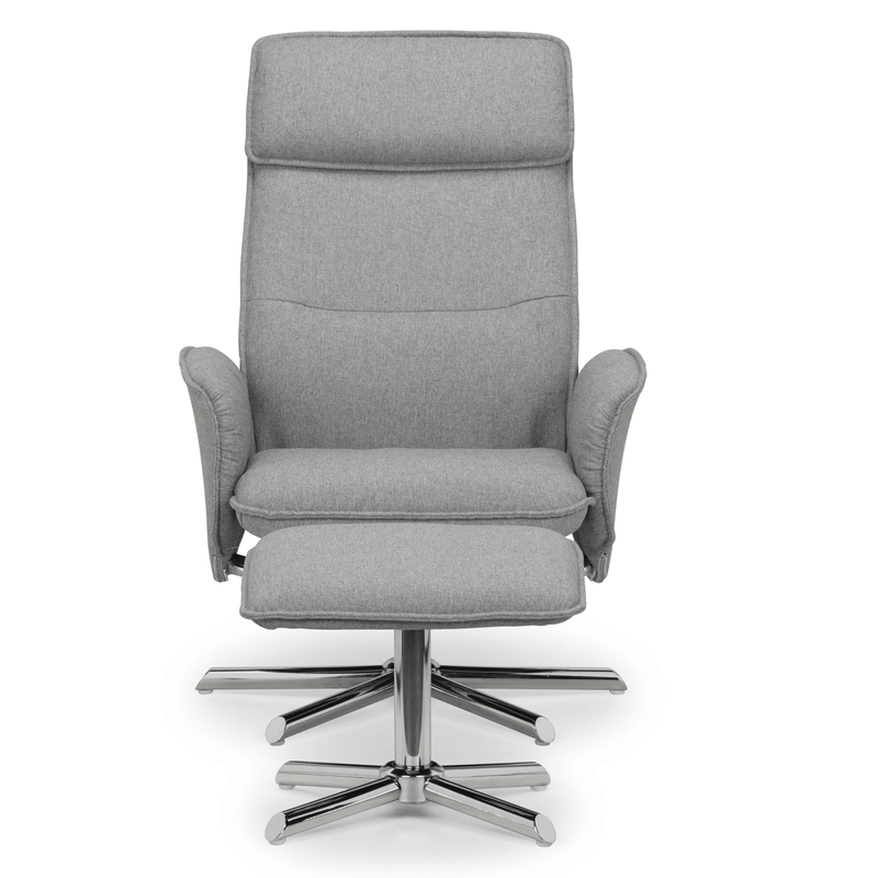 Aria Grey Linen Fabric Recliner Chair & Stool by Lavishway | Fabric Sofas-21101