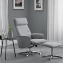 Aria Grey Linen Fabric Recliner Chair & Stool by Lavishway | Fabric Sofas-21096