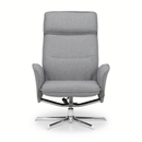 Aria Grey Linen Fabric Recliner Chair & Stool by Lavishway | Fabric Sofas-21100