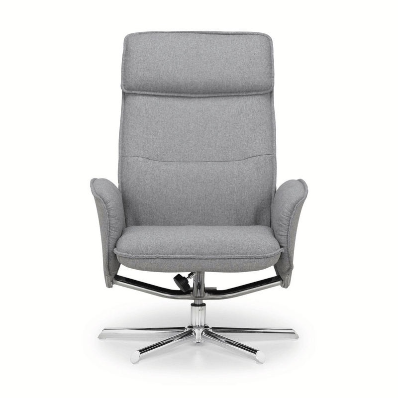 Aria Grey Linen Fabric Recliner Chair & Stool by Lavishway | Fabric Sofas-21100