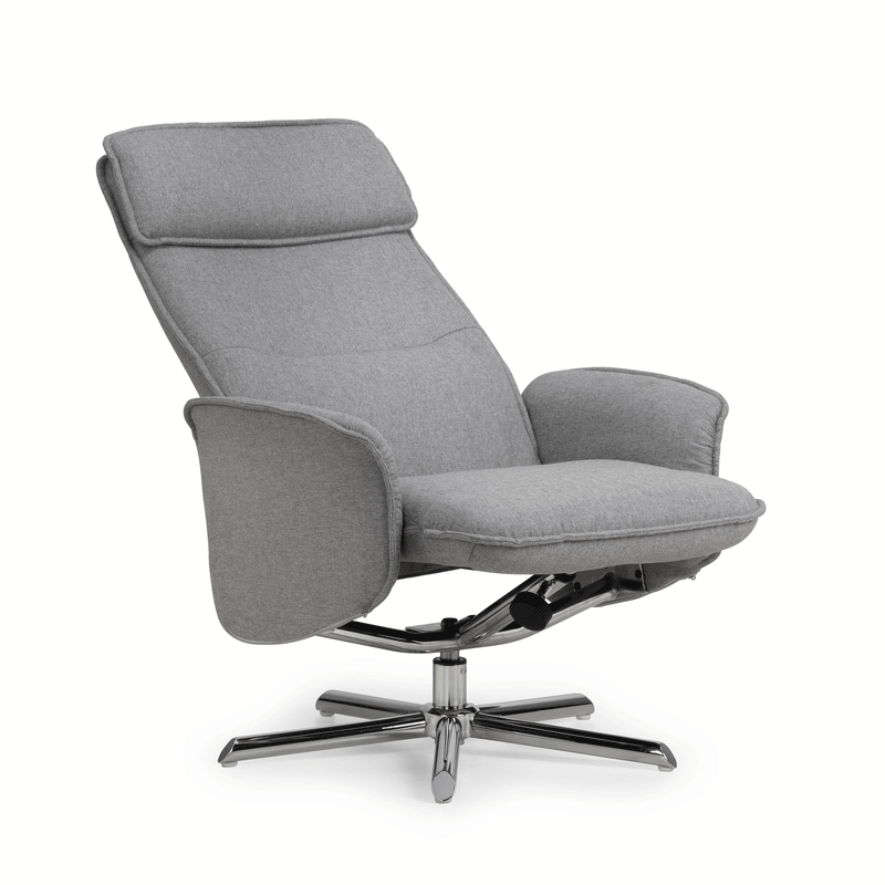 Aria Grey Linen Fabric Recliner Chair & Stool by Lavishway | Fabric Sofas-21099