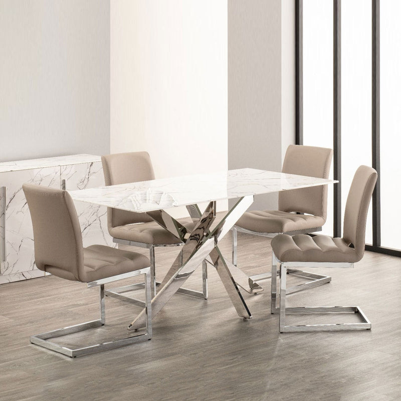 Arlo Marble Top 4 Chair Dining Table Set by Lavishway | Dining Table Set-26122