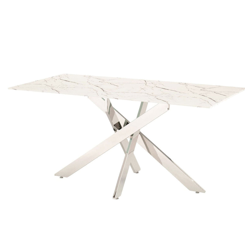 Arlo Marble Top 4 Chair Dining Table Set by Lavishway | Dining Table Set-26125