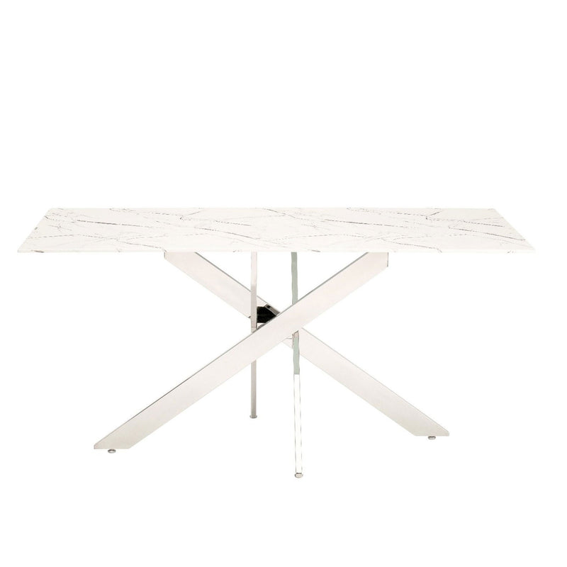 Arlo Marble Top 6 Chairs Dining Table Set by Lavishway | Dining Table Set-26092