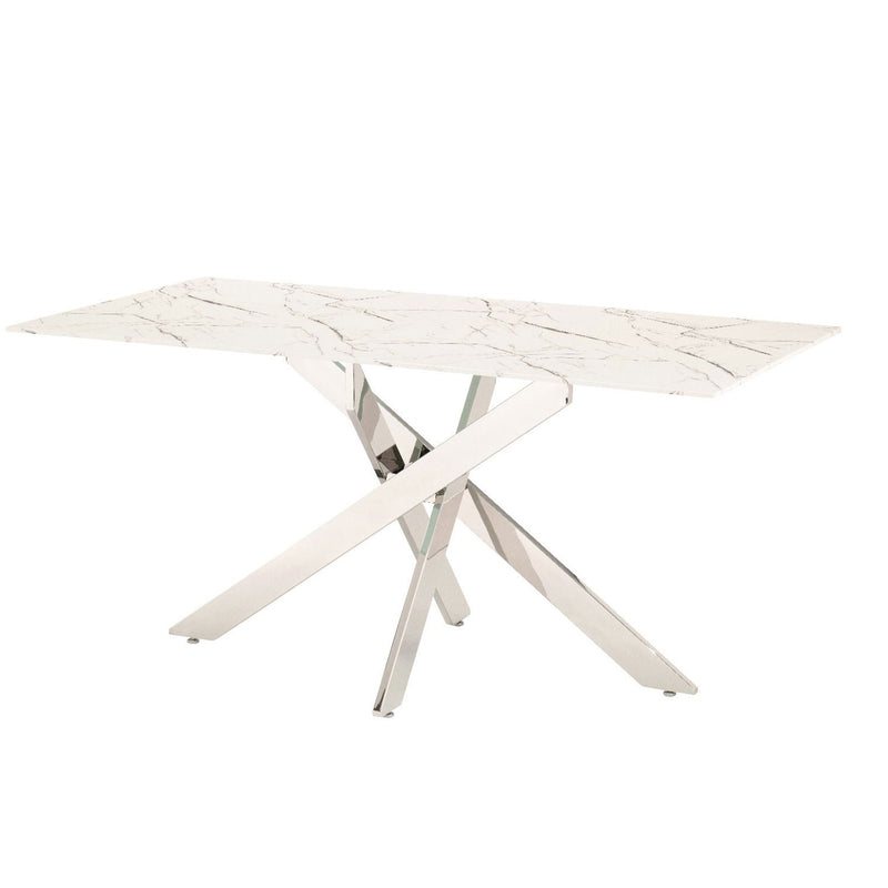 Arlo Marble Top 6 Chairs Dining Table Set by Lavishway | Dining Table Set-26093