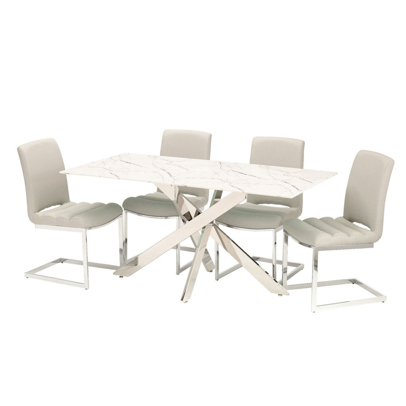 Arlo Marble Top 6 Chairs Dining Table Set by Lavishway | Dining Table Set-26090