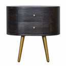 Ash 2 Drawers Black Bedside Table by Lavishway | Bedside Tables-22716