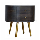 Ash 2 Drawers Black Bedside Table by Lavishway | Bedside Tables-22715
