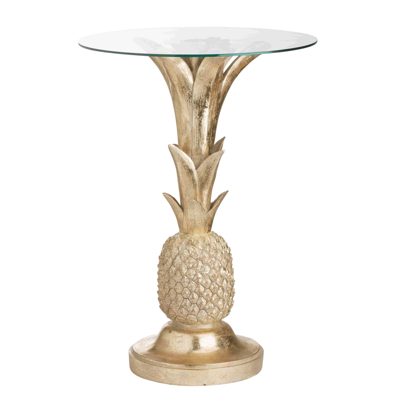 Ashby Glass Top Gold Pineapple Side Table by Lavishway | Side Tables-51171