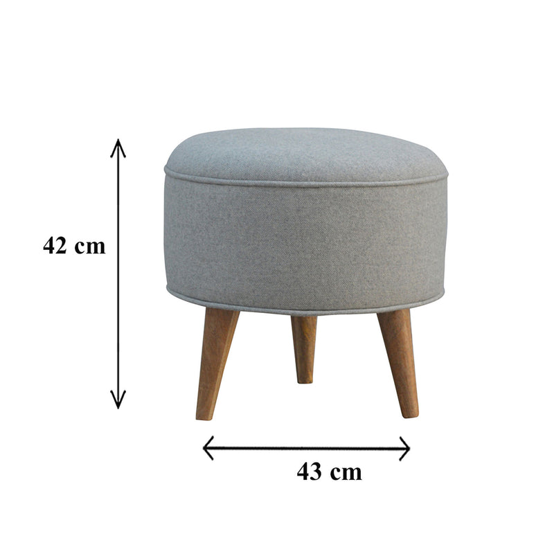 Ashley Tweed Grey Fabric Round Footstool by Lavishway | Footstool-57562