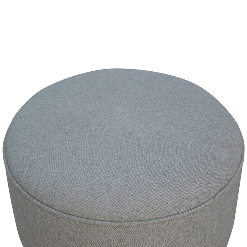 Ashley Tweed Grey Fabric Round Footstool by Lavishway | Footstool-57559
