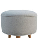 Ashley Tweed Grey Fabric Round Footstool by Lavishway | Footstool-57558