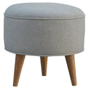 Ashley Tweed Grey Fabric Round Footstool by Lavishway | Footstool-57557
