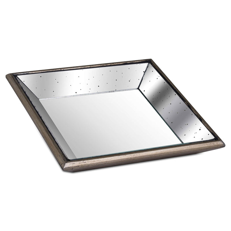 Astor Distressed Mirrored Square Tray by Lavishway | Decorative Trays-51664