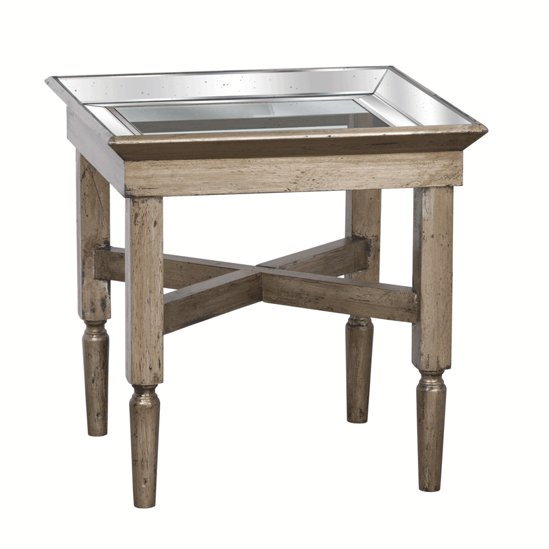 Astor Glass Top Timber Side Table by Lavishway | Side Tables-51168
