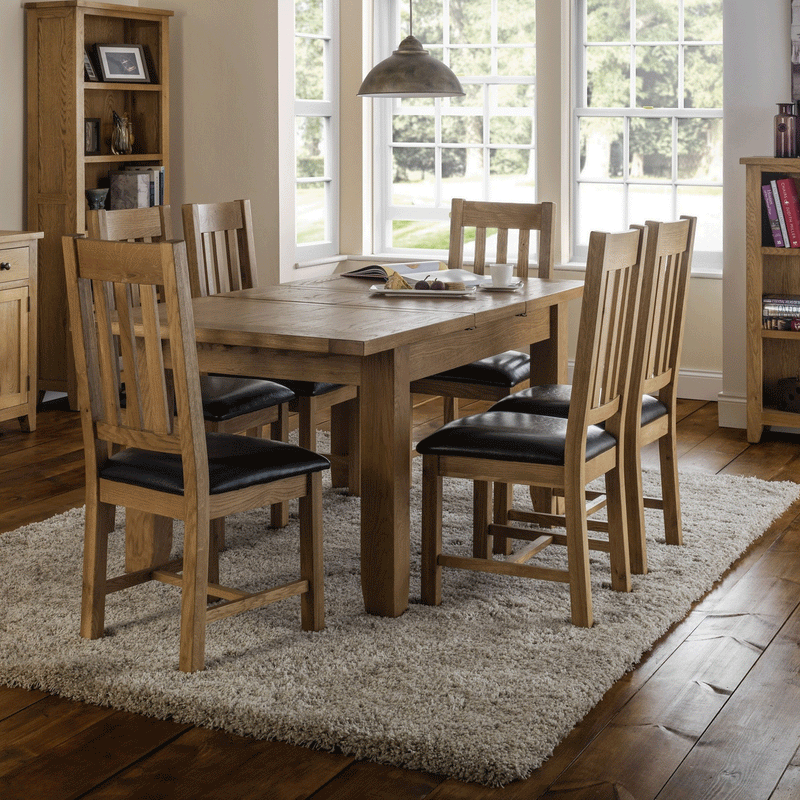 Astoria Solid Oak Leather Seat Dining Chair by Lavishway | Dining Chairs-21020
