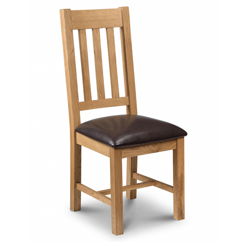 Astoria Solid Oak Leather Seat Dining Chair by Lavishway | Dining Chairs-21021