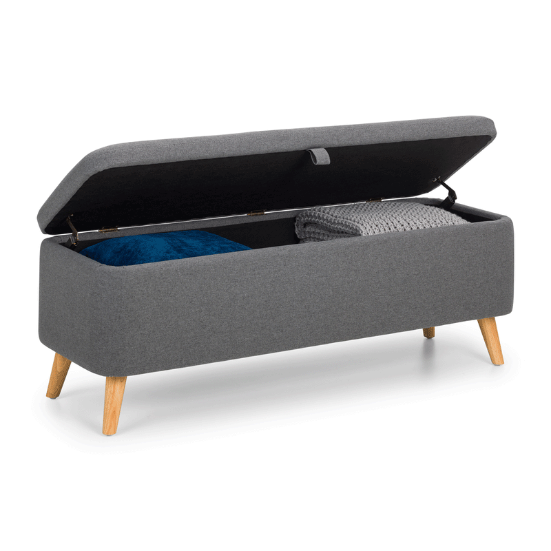 Astrid Grey Fabric Blanket Box by Lavishway | Benches & Storage Benches-20964