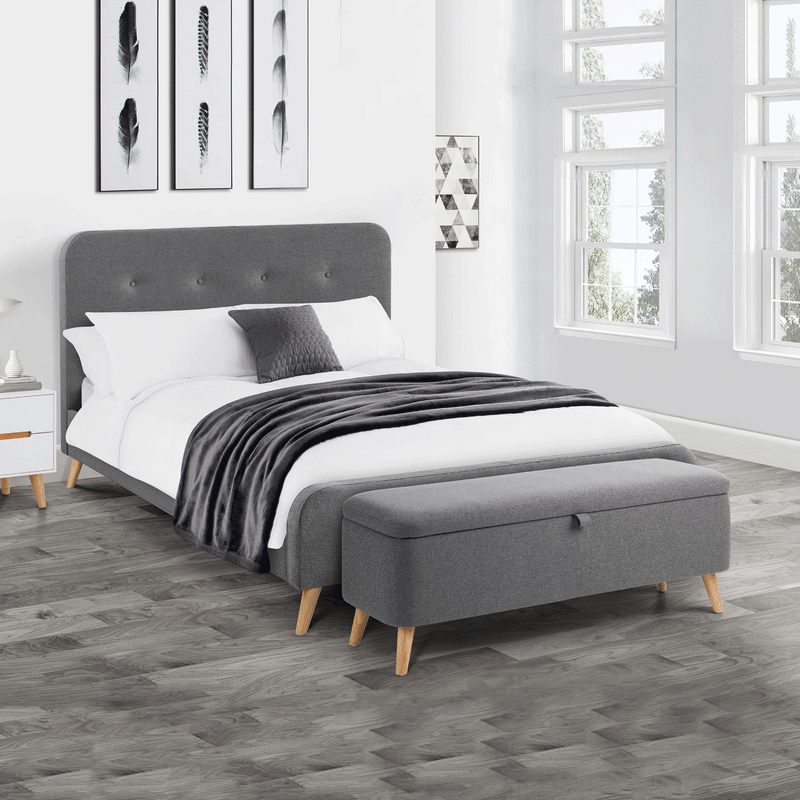 Astrid Grey Fabric Blanket Box by Lavishway | Benches & Storage Benches-20963