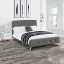 Astrid Curved Retro Buttoned Grey Fabric Bed by Lavishway | Fabric Beds-21117