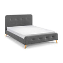 Astrid Curved Retro Buttoned Grey Fabric Bed by Lavishway | Fabric Beds-21119