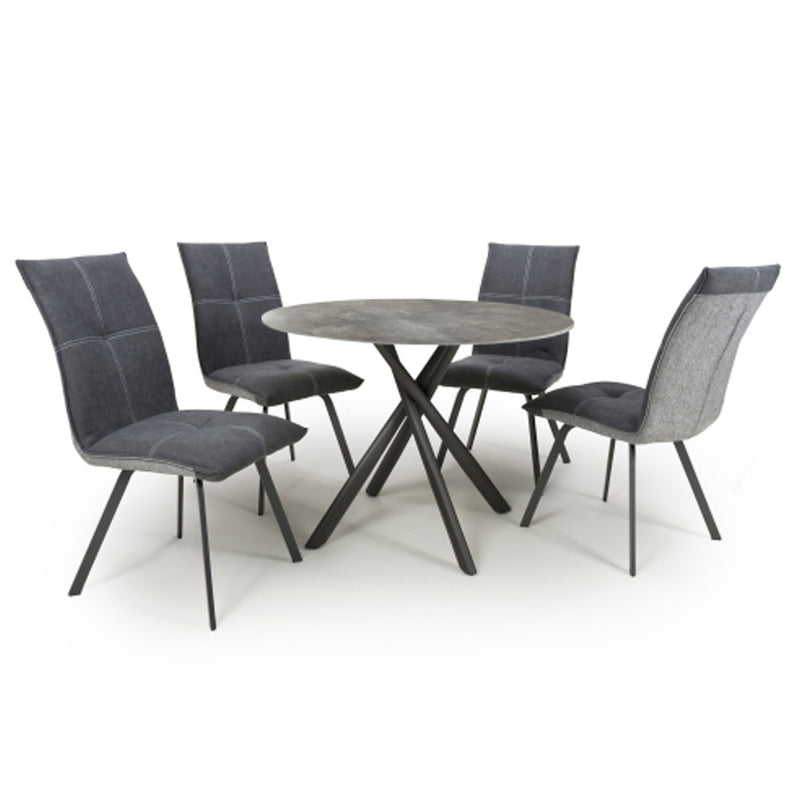 Avesta Round Grey Dining Table With 4 Chairs by Lavishway | Dining Table Set-27016