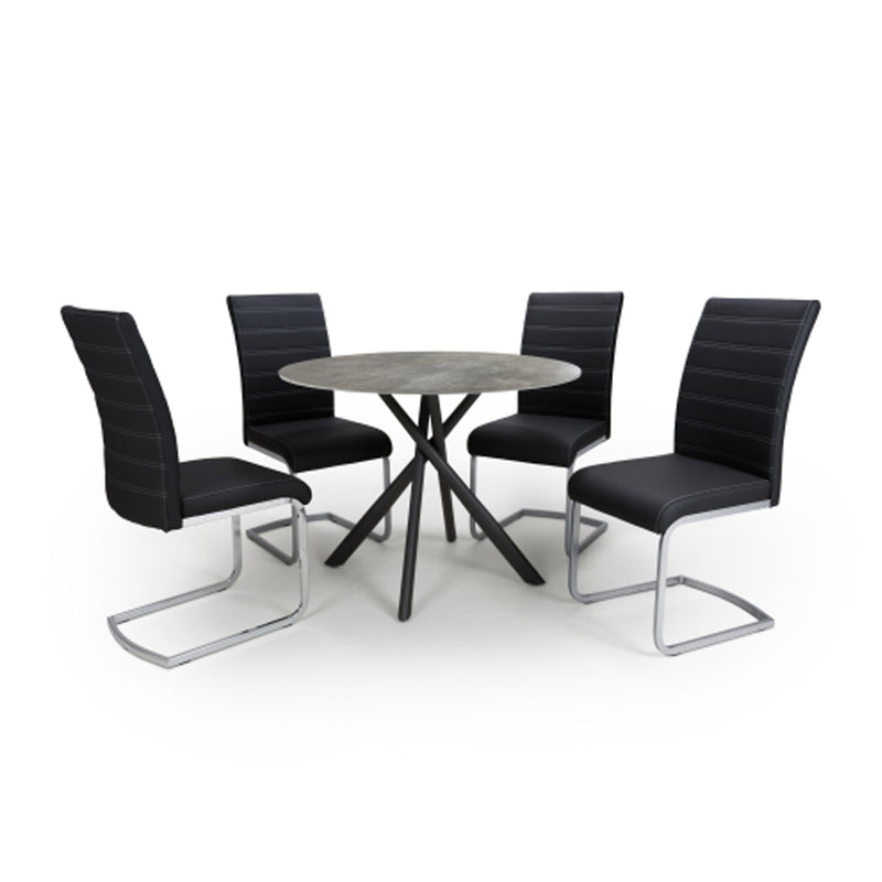 Avesta Round Grey Dining Table With 4 Chairs by Lavishway | Dining Table Set-27019