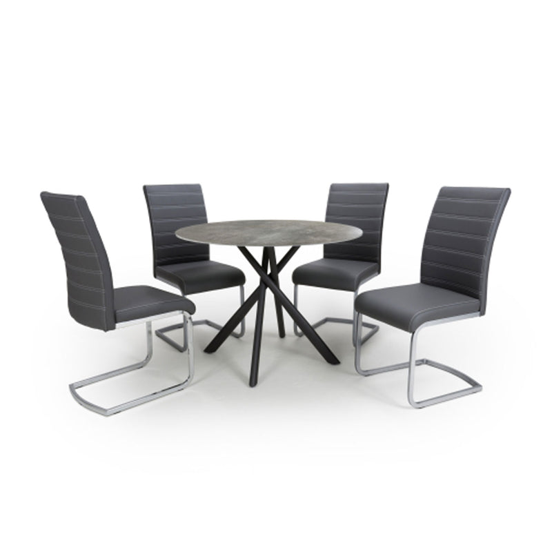 Avesta Round Grey Dining Table With 4 Chairs by Lavishway | Dining Table Set-27020