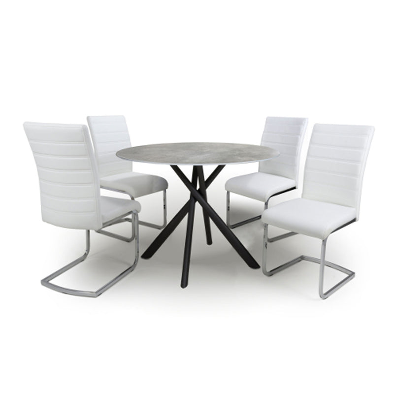 Avesta Round Grey Dining Table With 4 Chairs by Lavishway | Dining Table Set-27021