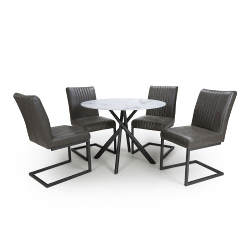 Avesta Round Top Dining Table With 4 Chairs by Lavishway | Dining Table Set-27025