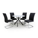 Avesta Round White Dining Table With 4 Chairs by Lavishway | Dining Table Set-27022