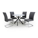 Avesta Round White Dining Table With 4 Chairs by Lavishway | Dining Table Set-27023