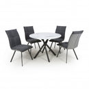 Avesta Round White Dining Table With 4 Chairs by Lavishway | Dining Table Set-27018