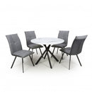 Avesta Round White Dining Table With 4 Chairs by Lavishway | Dining Table Set-27017