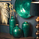 Aztec Green Embossed Ceramic Squat Vase by Lavishway | Vases-51075