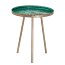 Aztec Embossed Ceramic Top Brass Side Table by Lavishway | Side Tables-51161