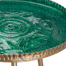 Aztec Embossed Ceramic Top Brass Side Table by Lavishway | Side Tables-51162