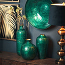 Aztec Green Embossed Ceramic Lebes Vase by Lavishway | Vases-50996