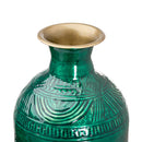 Aztec Green Embossed Ceramic Lebes Vase by Lavishway | Vases-50998