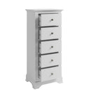 Bolton White 5 Drawer Narrow Chest by Lavishway | Chest Of Drawers-31529
