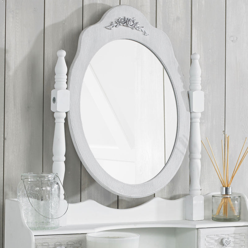Brittany White Painted Dressing Table Mirror by Lavishway | Table Mirrors-28589