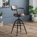 Barbican Brown Faux Leather Barstool by Lavishway | Bar Stools-20931