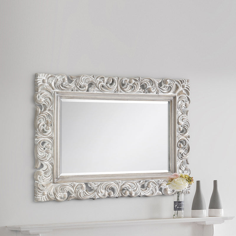 Baroque Wooden Rectangular Wall Mirror by Lavishway | Wall Mirrors-21061