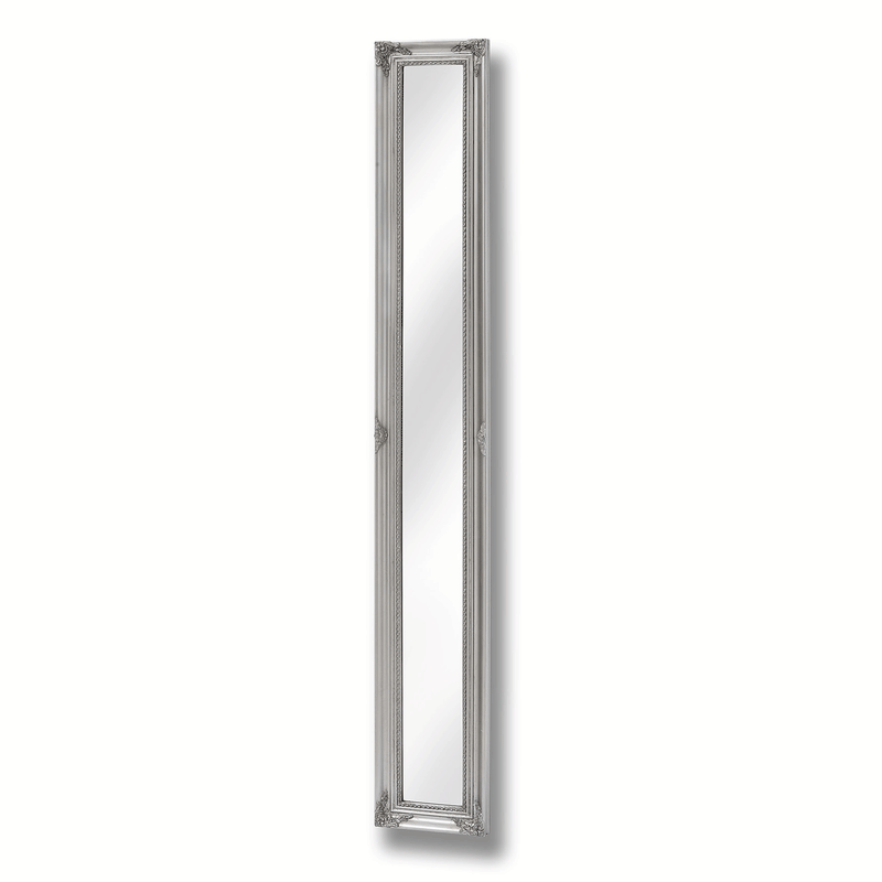Baroque Antique Silver Narrow Wall Mirror by Lavishway | Wall Mirrors-50475