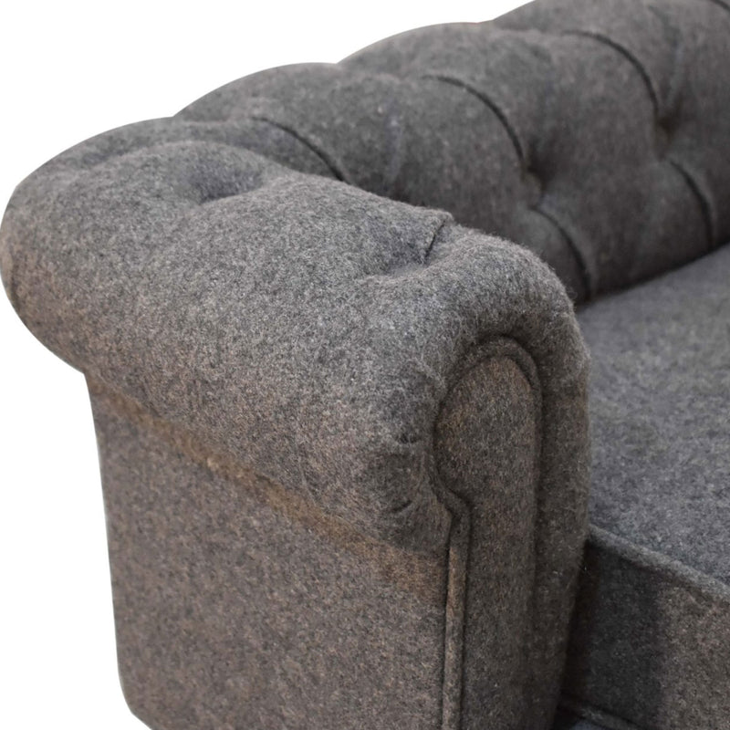 Battleship Tweed Deep Button Grey Sofa Bed by Lavishway | Sofa Beds-22603