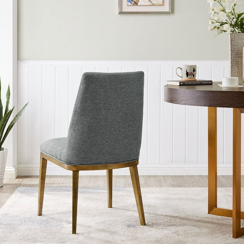 Bay Grey Linen Fabric Dining Chair Set of 2 by Lavishway | Dining Chairs-26042