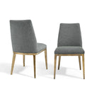 Bay Grey Linen Fabric Dining Chair Set of 2 by Lavishway | Dining Chairs-26039