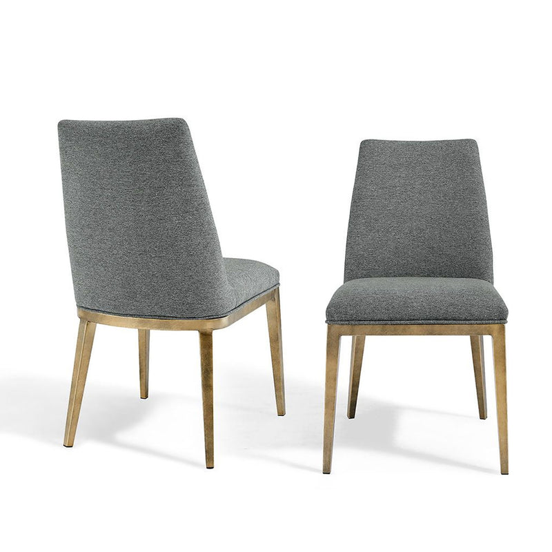 Bay Grey Linen Fabric Dining Chair Set of 2 by Lavishway | Dining Chairs-26039