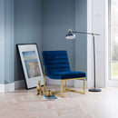 Bellagio Blue Upholstered Velvet Chair by Lavishway | Accent Chairs-21038
