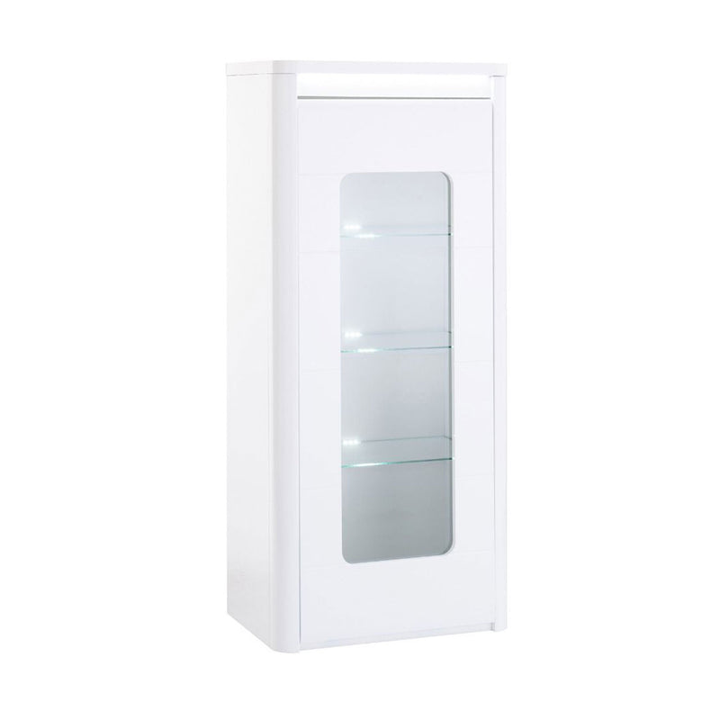 Bellini White High Gloss 1 Door Display Unit by Lavishway | Display Cabinet-26047